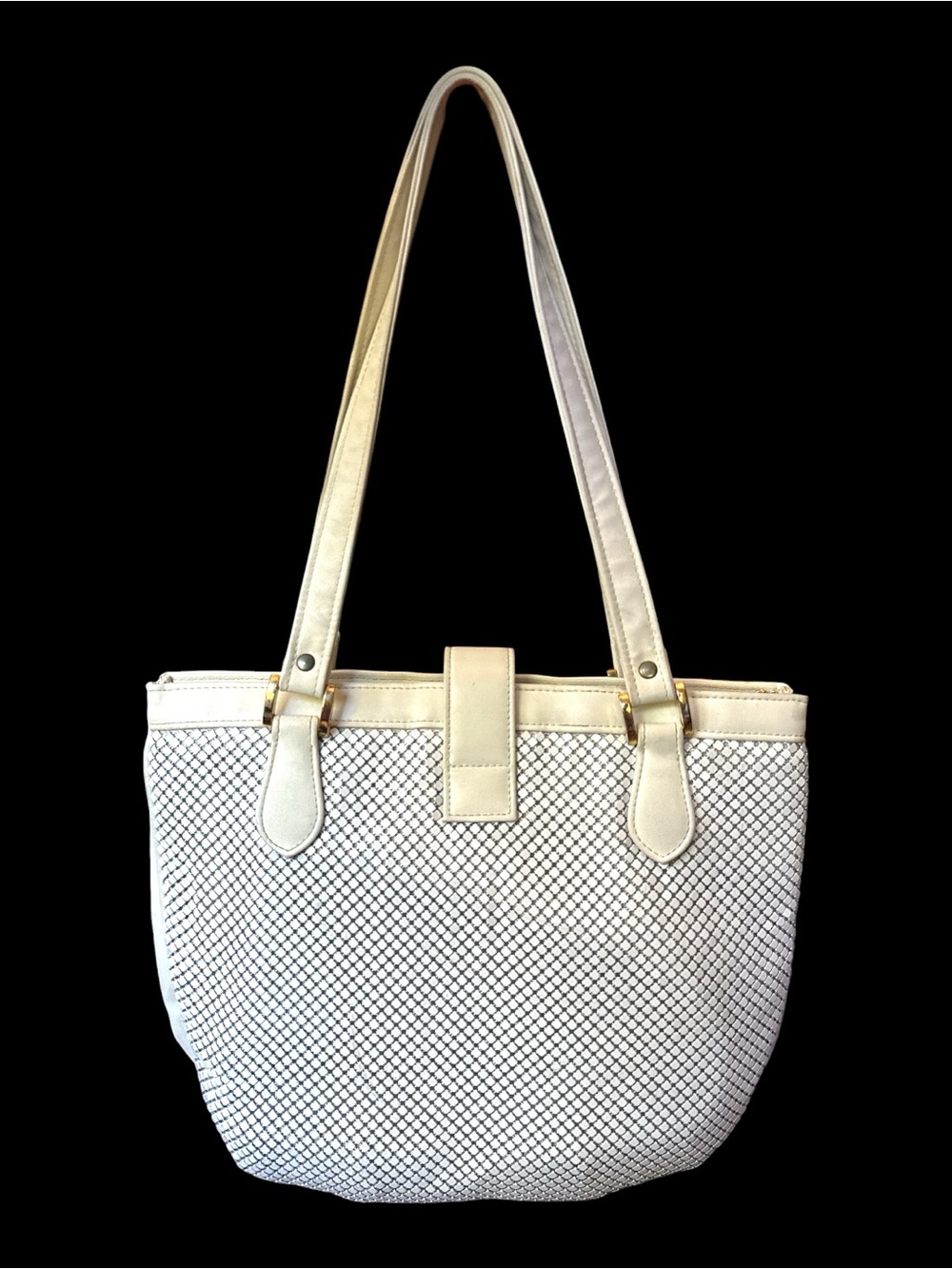 Whiting & Davis Mesh Shoulder Bag White Purse Vintage